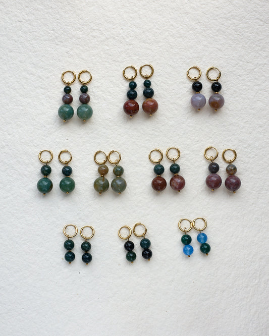 Ball Ball Earrings | One-of-a-Kind Agate Gold Hoops