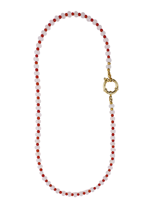 Gingham | Rose Quartz & Agate | Glasses Necklace