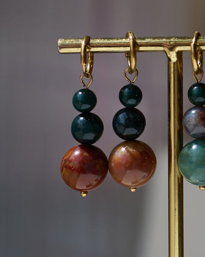 Ball Ball Earrings | One-of-a-Kind Agate Gold Hoops