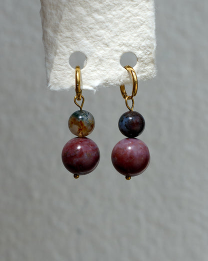 Ball Ball Earrings | One-of-a-Kind Agate Gold Hoops