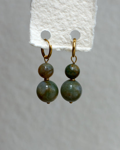 Ball Ball Earrings | One-of-a-Kind Agate Gold Hoops