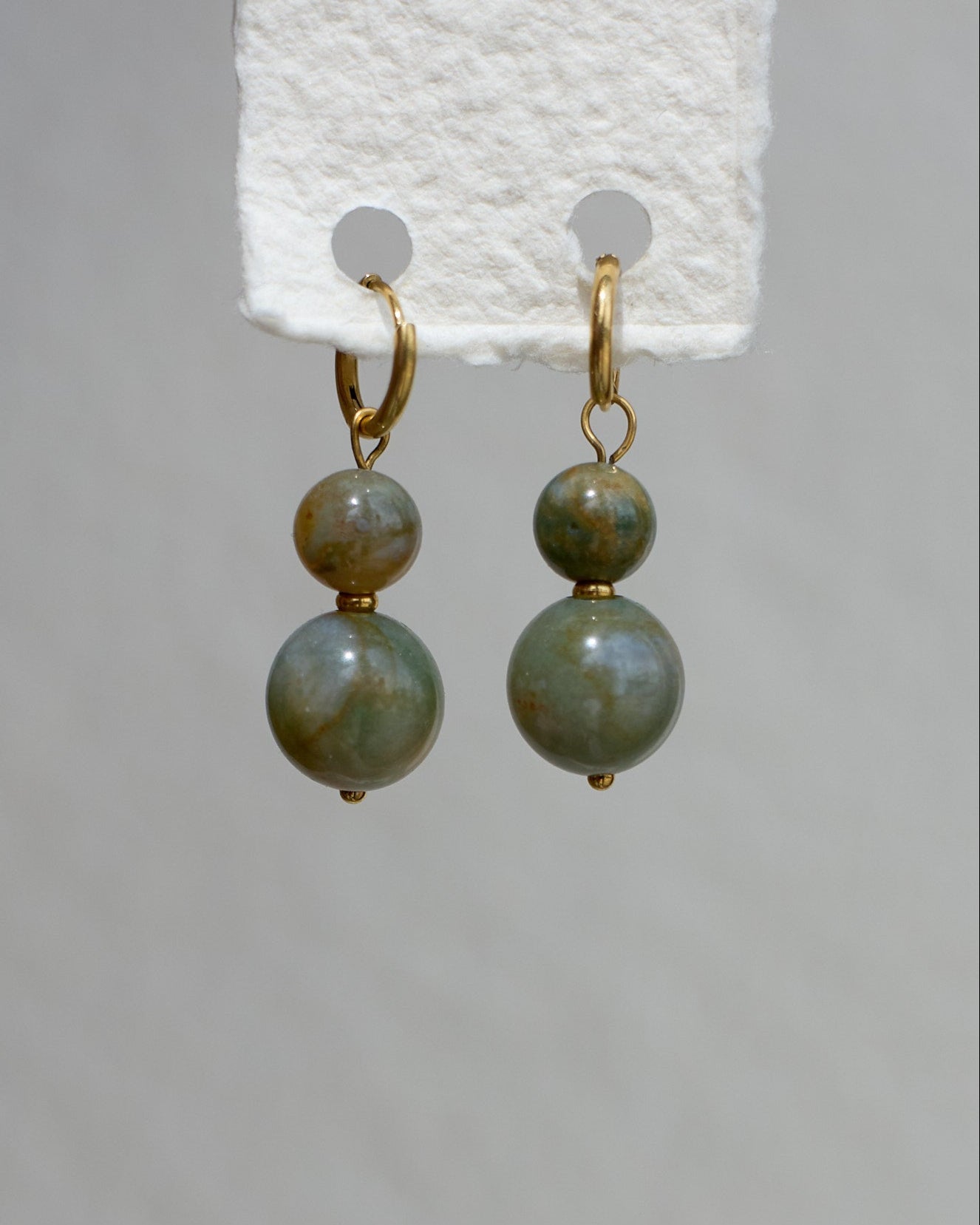 Ball Ball Earrings | One-of-a-Kind Agate Gold Hoops
