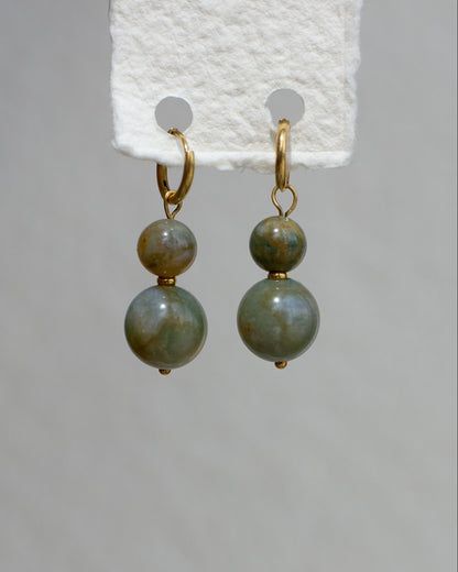 Ball Ball Earrings | One-of-a-Kind Agate Gold Hoops