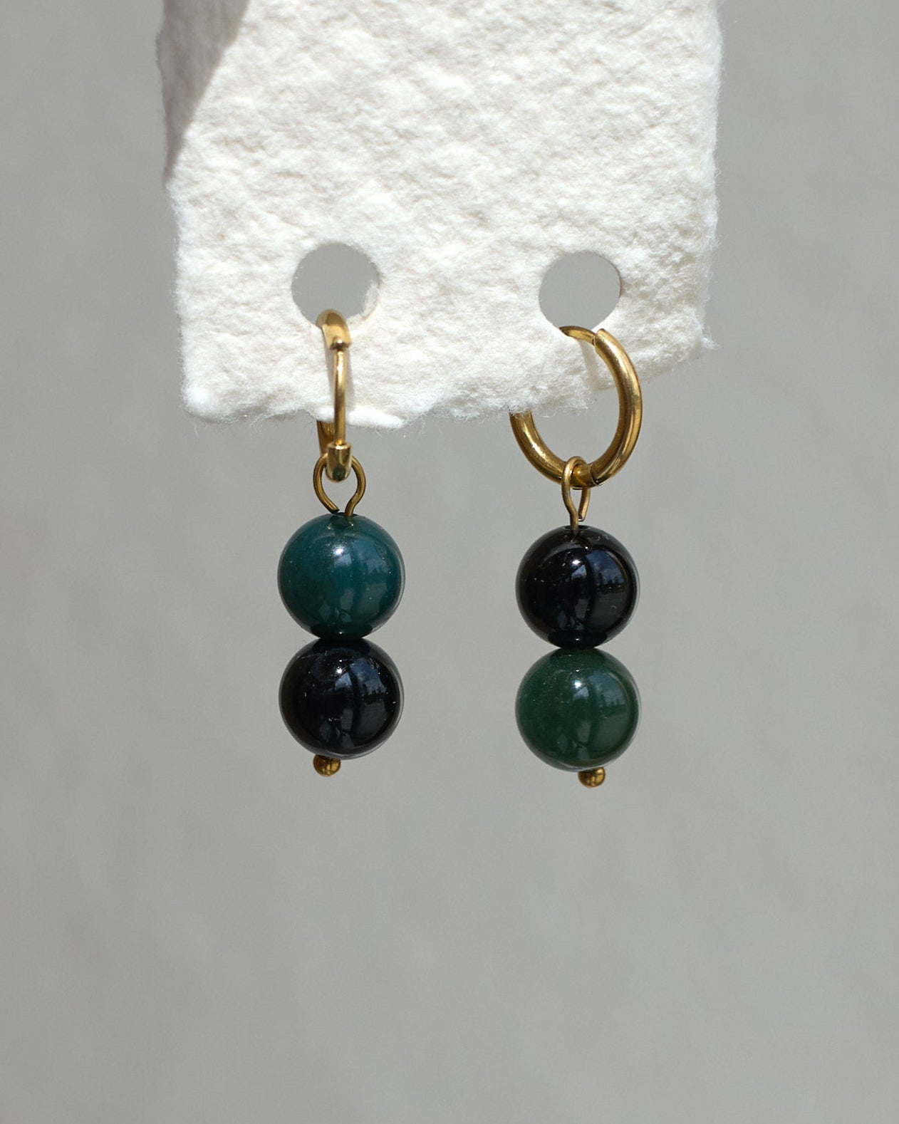 Ball Ball Earrings | One-of-a-Kind Agate Gold Hoops