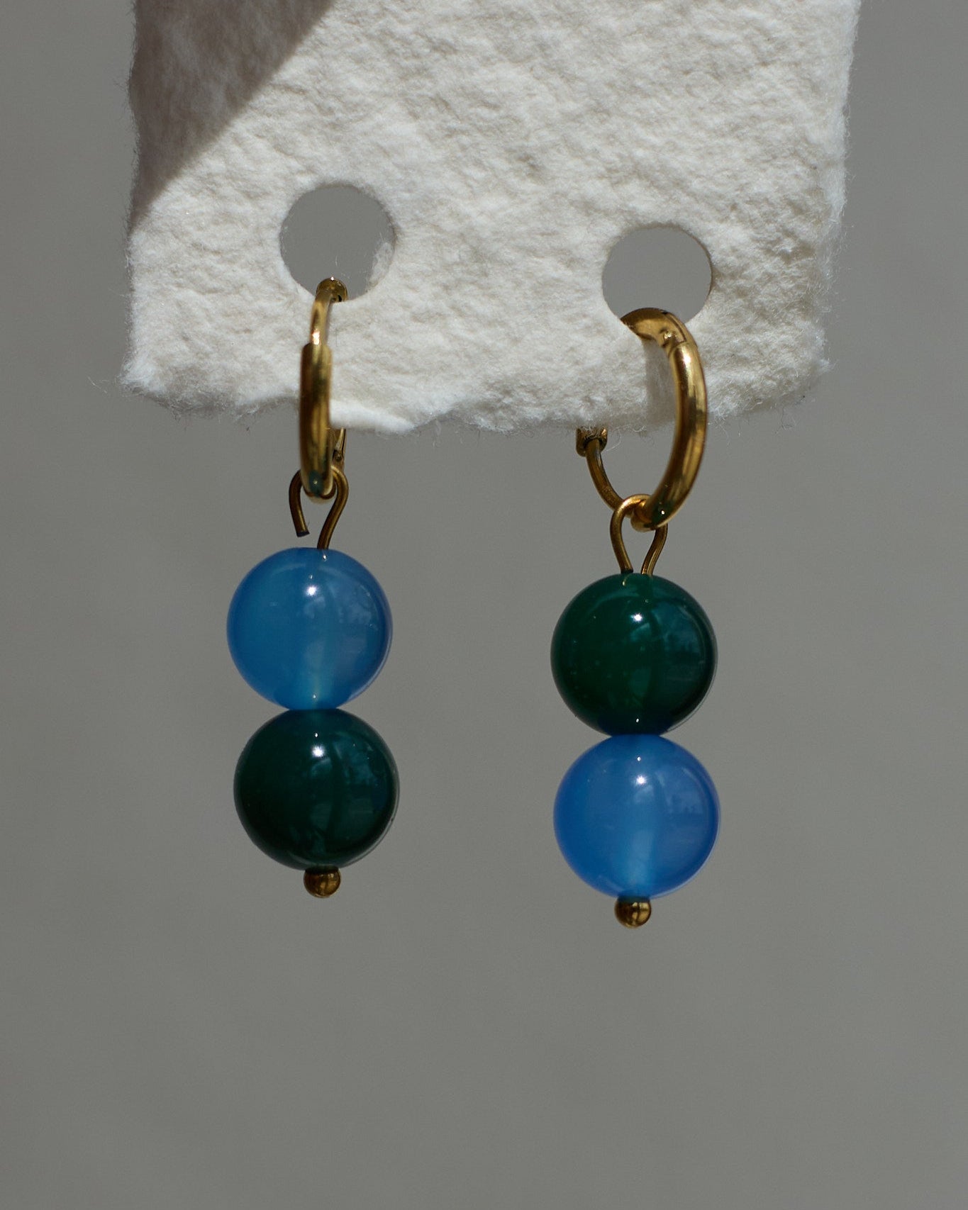 Ball Ball Earrings | One-of-a-Kind Agate Gold Hoops