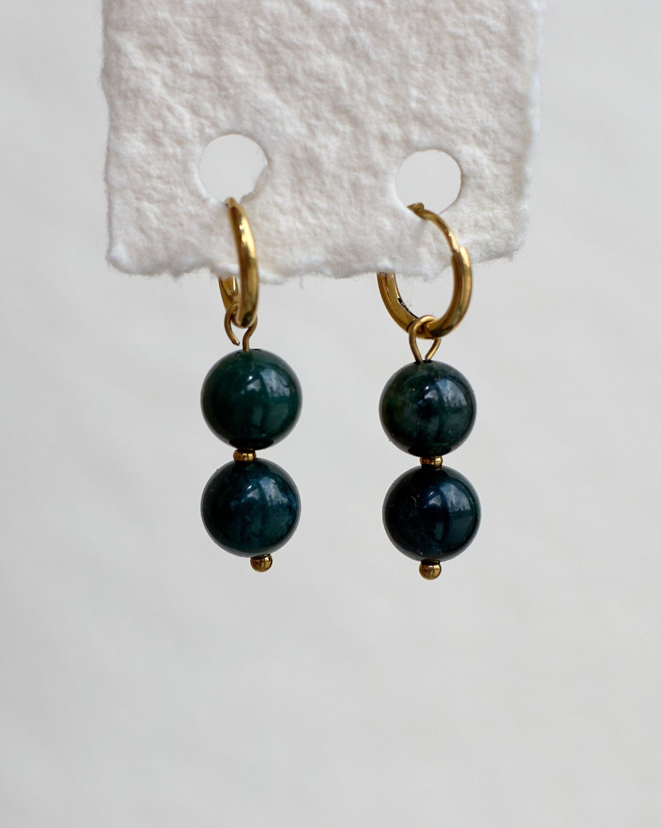 Ball Ball Earrings | One-of-a-Kind Agate Gold Hoops