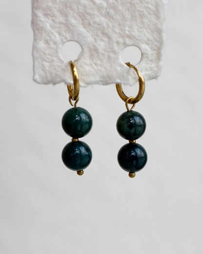 Ball Ball Earrings | One-of-a-Kind Agate Gold Hoops