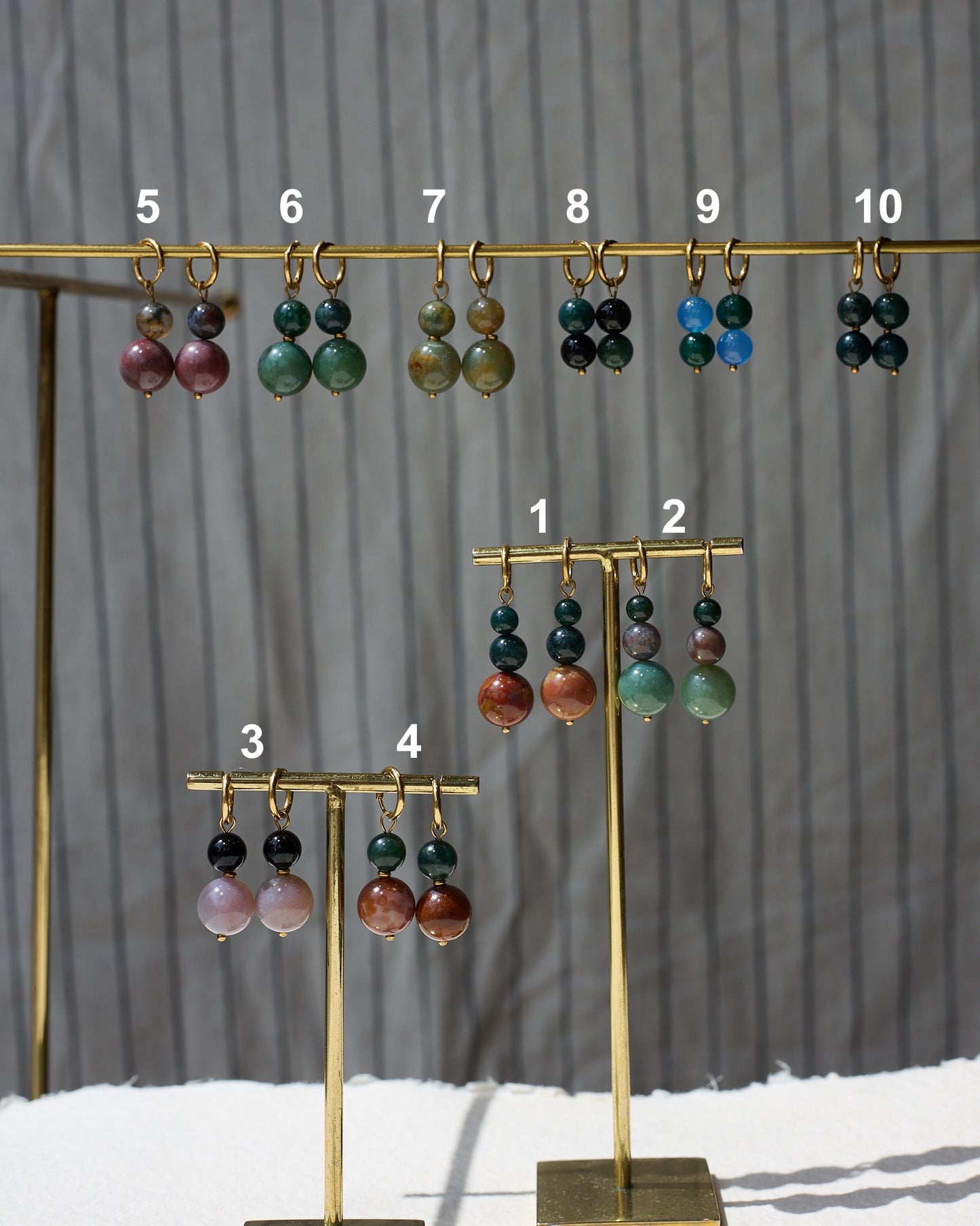 Ball Ball Earrings | One-of-a-Kind Agate Gold Hoops