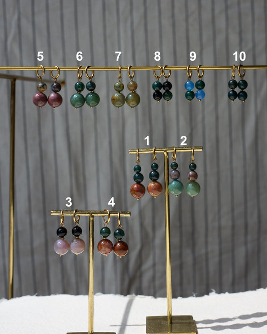 Ball Ball Earrings | One-of-a-Kind Agate Gold Hoops