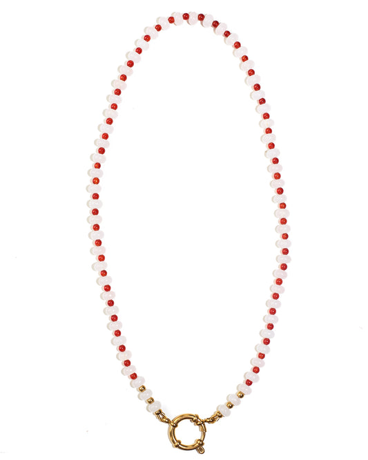 Gingham | Rose Quartz &  Agate | Glasses Necklace