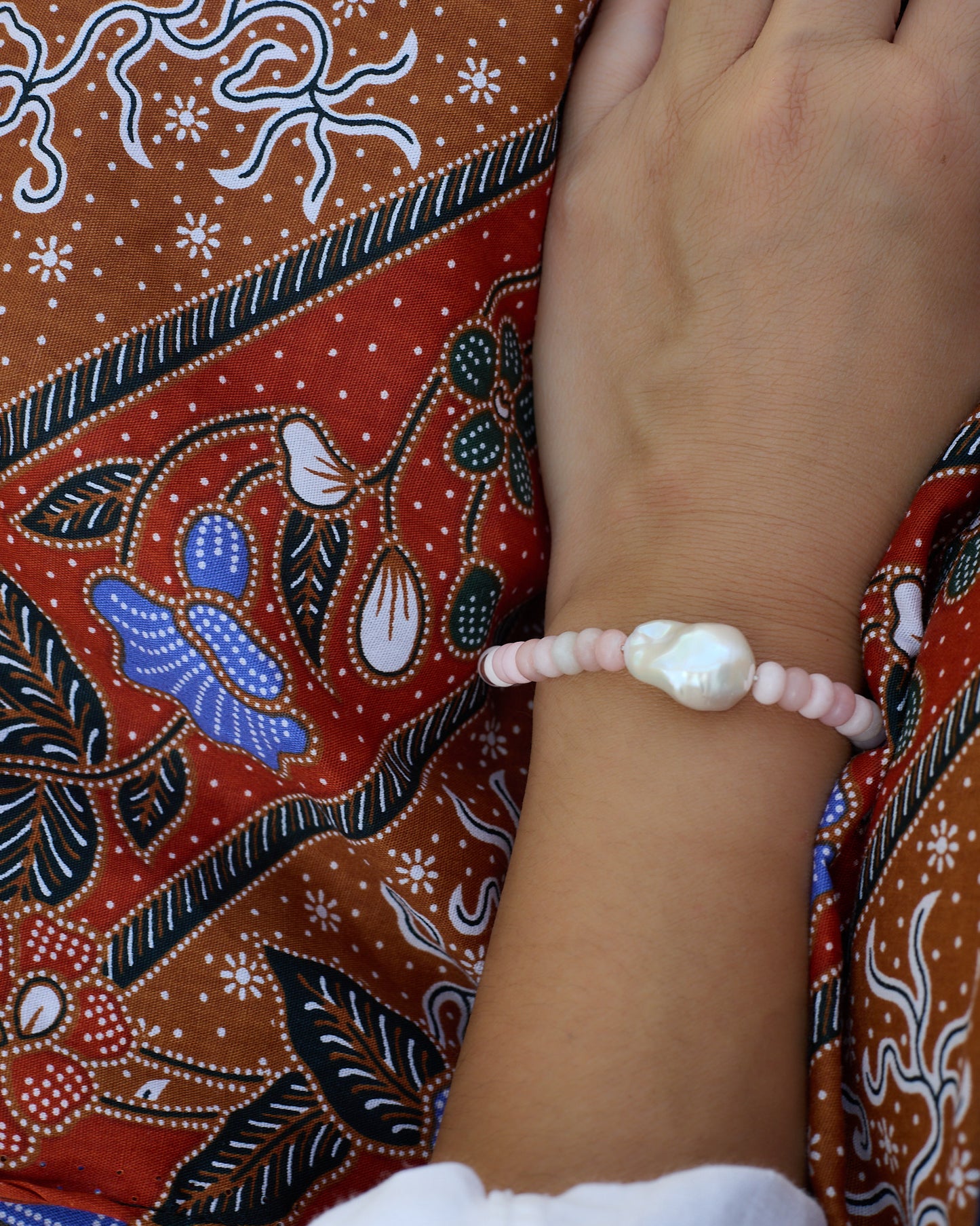 Baroque Pearl & Pink Opal Bracelet