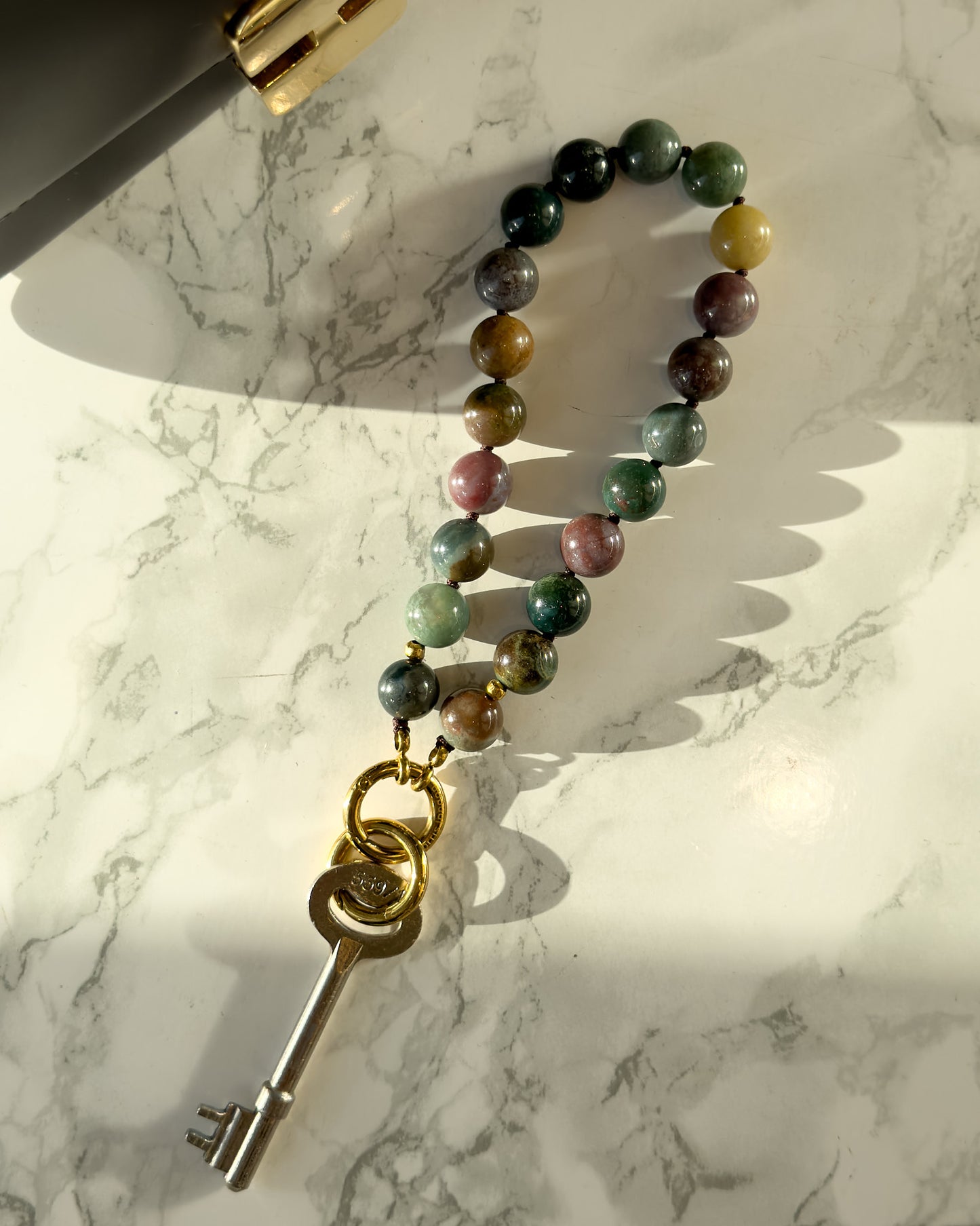 Indian Agate Phone Strap with Connecting Card