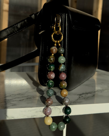 Indian Agate Phone Strap with Connecting Card